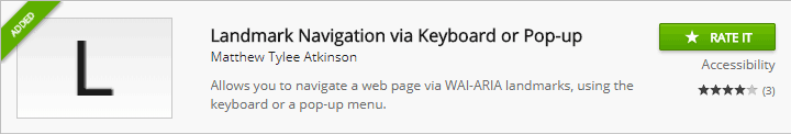 Screenshot of Landmarks browser extension in Chrome browser.