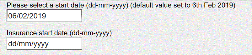 The date input in Edge browser. Looks like a text box, with default date presented in suitable format if specified.