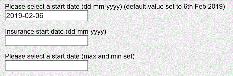 Internet Explorer 11 just shows a text box for the date input control.