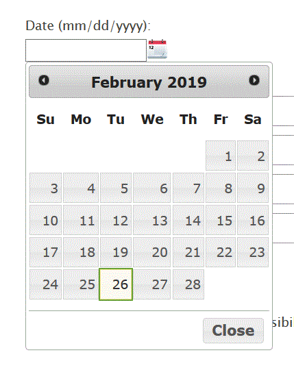 The Deque date picker - calendar style.
