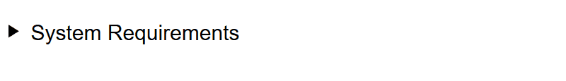 The collapsed details element in Firefox 64. The summary is the only text visible and there is a black right pointing arrow next to the text. 