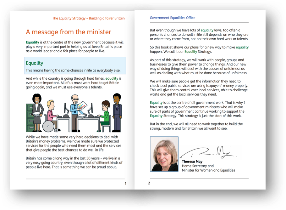 Easy Read version of UK government Equality Strategy